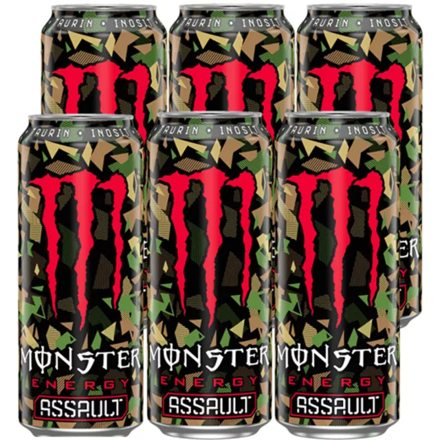 Monster Assault Erfrischungsgetränk mit Taurin Guarana 500ml 6er Pack