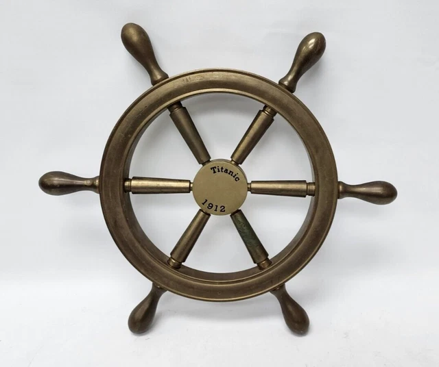 VINTAGE BRASS SHIPS WHEEL 19” "Titanic 1912" Free Shipping