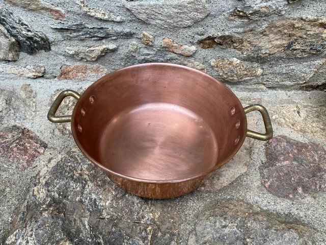 Ancienne Bassine à Confiture En Cuivre - Diamètre 33,5 Cm - État D'occasion