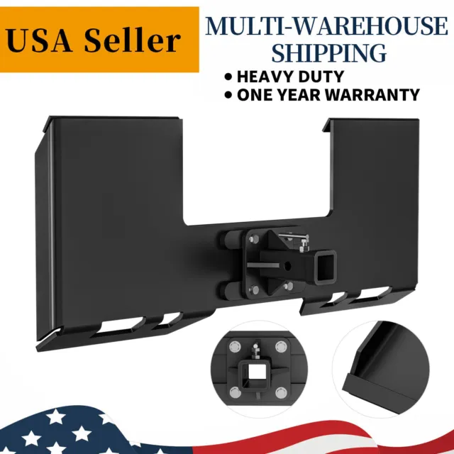 3/8" Thick Skid Steer Mount Plate W/2" Detachable Trailer Hitch Receiver Attach