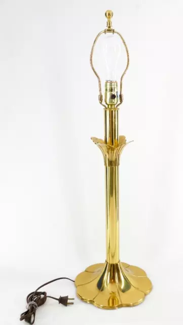 ViNTAGE BRASS STiFFEL TULiP LiLY 3-WAY MiD CENTURY HOLLYWOOD REGENCY TABLE LAMP