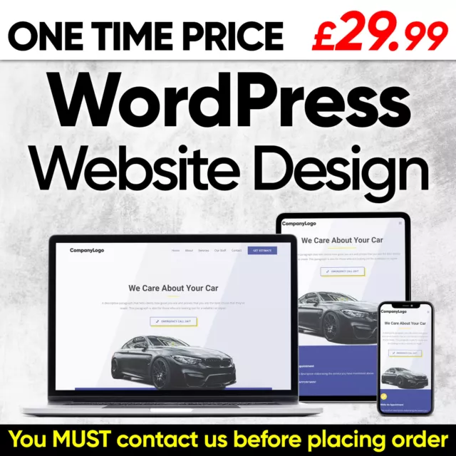 Wordpress Website Custom Web Design Mobile Responsive Professional - £29.99 only