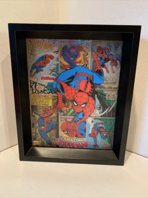 Framed Comic Amazing Spider-Man 3D Art Approximately 9x11” Marvel