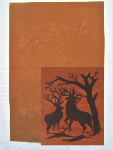 Tri Chem Stag Buck Deer Silhouette Picture on Suede to Paint by You 12"X18"