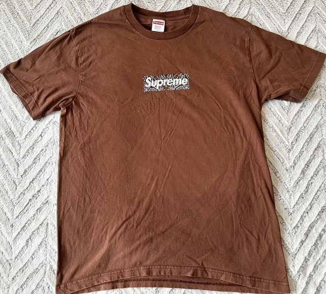 PRE OWNED   Supreme Bandana Box Logo Tee Brown   Size L Large