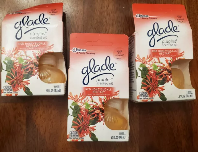 PlugIns Scented Oil Refill Red Honeysuckle 3 Pack AUTHENTIC HTF