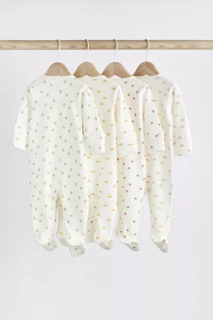 Baby Girls Boys 4 Pack 6-9 Months Cream Sleepsuits / Babygrows Next BNWT 2