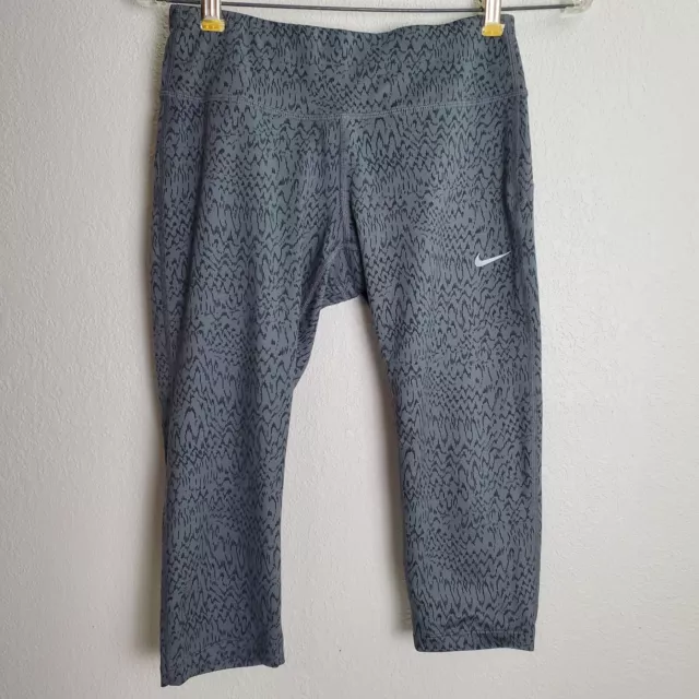 Nike Running Dri-Fit Epic Run Capri Leggings Gray Black Womens Size S