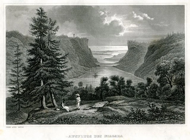 Ausfluss des Niagara - Stahlstich