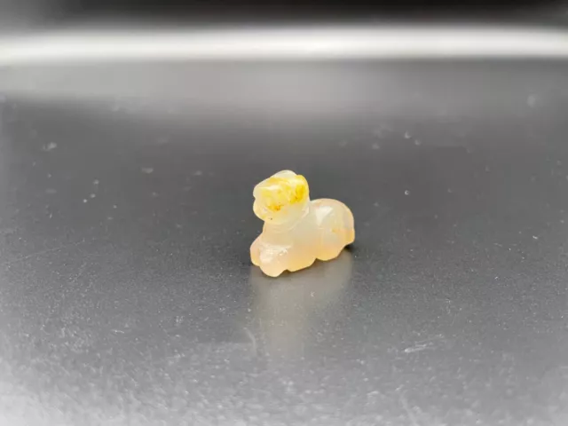 Old Ancient Antique Pyu Culture Hand Carved Crystal Tiger Figure Amulet Bead