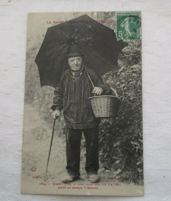 Cpa Basse Normandie Pittoresque Un Vieil Homme Au Parapluie