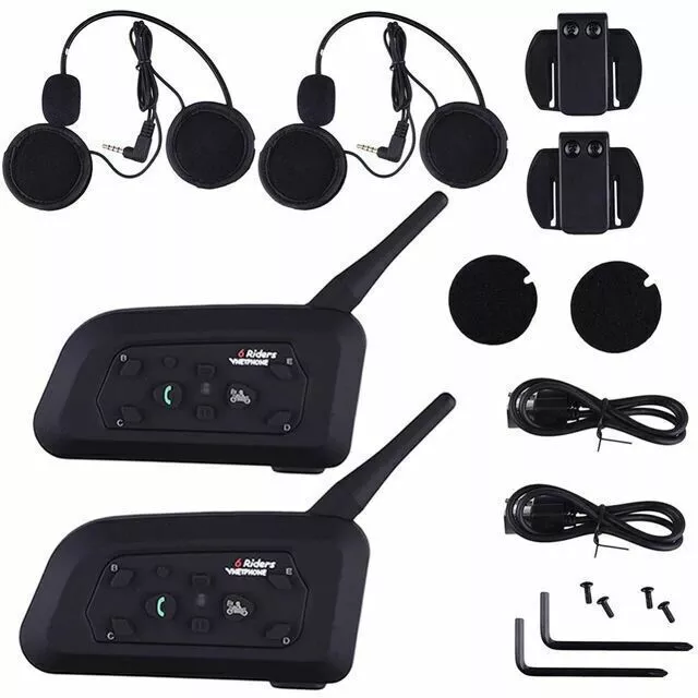 V6 1200M Bluetooth Intercom Motorcycle Helmet Headset BT Motorbike Interphone UK