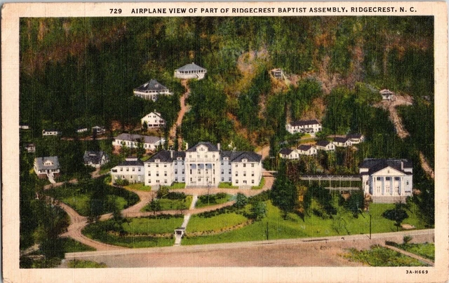 Airplane View Part Ridgecrest Baptist Assembly North Carolina Linen Postcard Vtg
