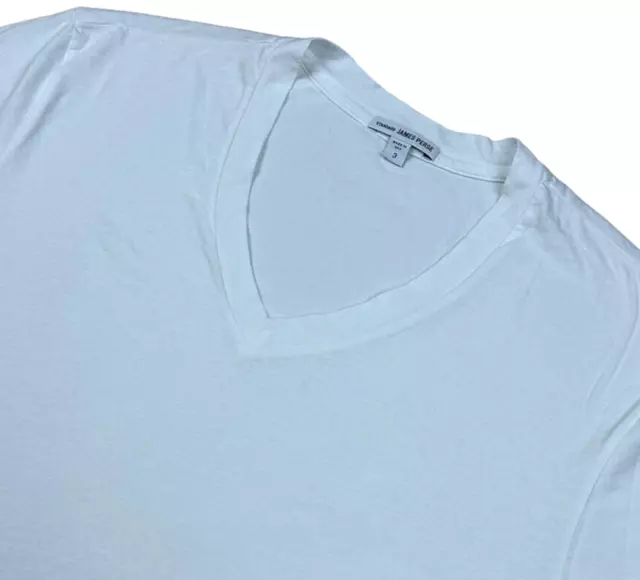 Camiseta para hombre James Perse 100 % algodón cuello en V blanca• EE. UU. • Talla 3