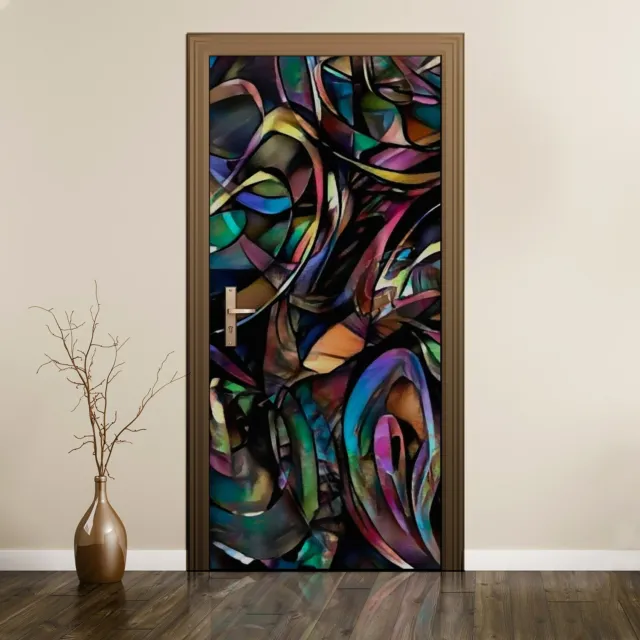 Self-Adhesive Door Sticker Mural Home Decor Painting Abstract Picture