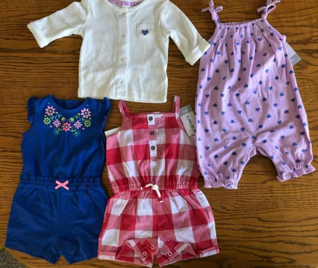NEW Carter's 6 month baby Girl Summer clothes LOT $60 MSRP Shorts Romper NWT