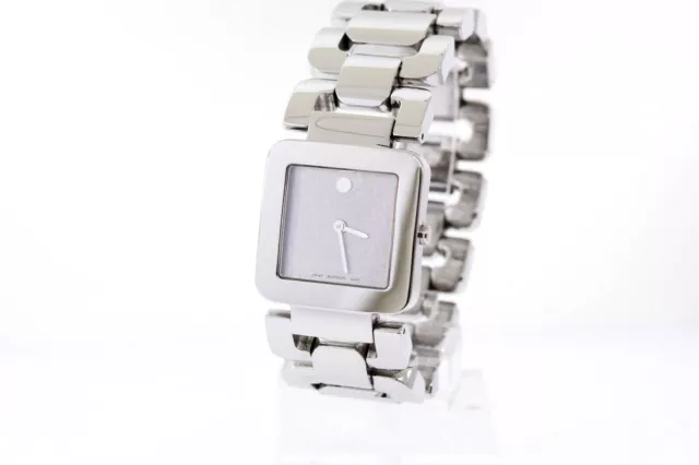 Ladies Movado 0606544 LUMA Stainless Steel Silver-tone Square Dial Watch