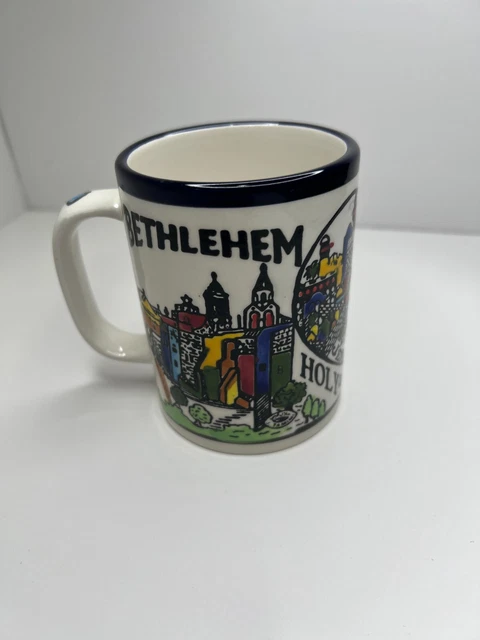 Ceramic Mug Holy land Crafts Cup Bowl Tray Handmade Jerusalem Painted Flowers