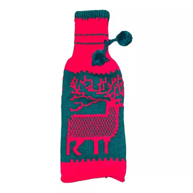 Navidad Fiestas Feo SUÉTER VINO Tejido Botella Cubierta Reno