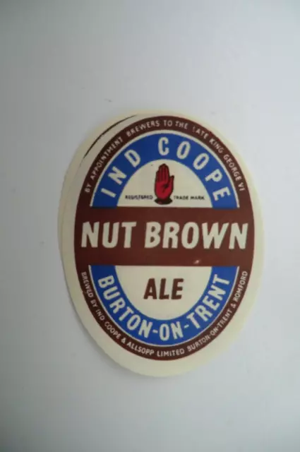 Mint Ind Coope & Allsopp Burton Nut Brown Ale To The Late King Brewery Label