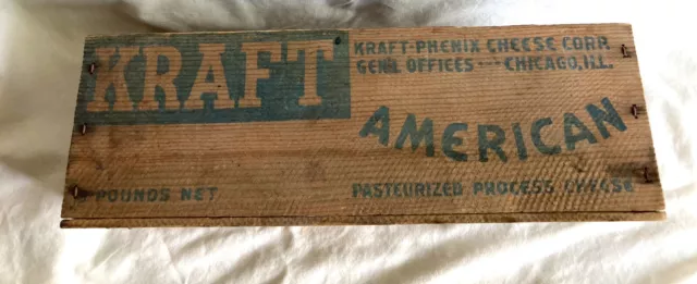 KRAFT American Cheese Vintage 5 Pound Wooden Box Collectible Crate Box