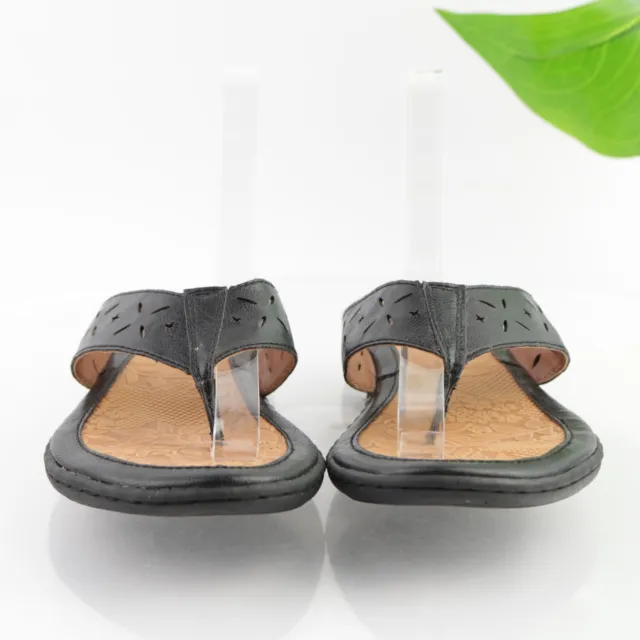 Born Women's Zita Sandal Size 10 Thong Slide Black Leather Flip Flop Comfy Shoe 2