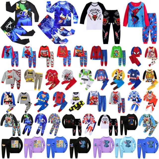 Kids Boys Cartoon Rainbow Friends Long Sleeve Pyjamas Set Pjs Sleepwear Outfit