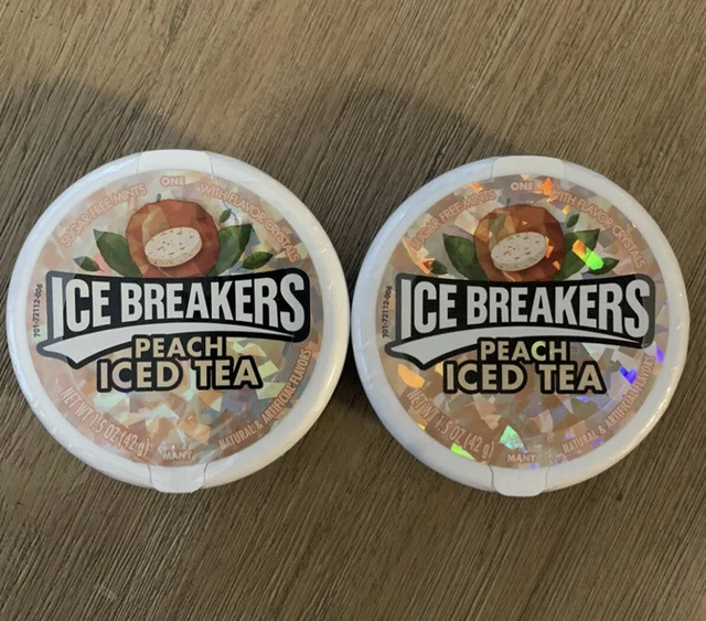 ICE BREAKERS PEACH Iced Tea Sugar Free Mints Lot Of 2 Tins 25.00