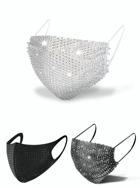 Bling Rhinestone Face Jewelry Mask Women's popular mesh flash diamond Reusable