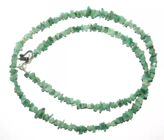 Emerald Gemstone Uncut 4-6 mm Beads 925 Sterling Silver 12" Strand Necklace PO28