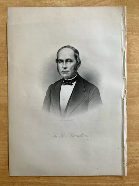 Antique Print 1889 Engraving BENJAMIN F. HAMILTON New Braintree,Massachusetts MA
