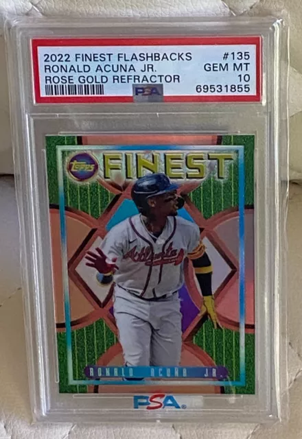 2022 Finest Flashback #135 SSP Ronald Acuna Rose Gold Refractor #5 of 15 PSA 10!