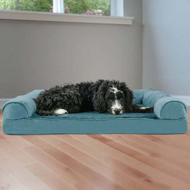 LYY Plush & Suede Memory Top Bolster Dog Bed w/Removable Cover (Large)