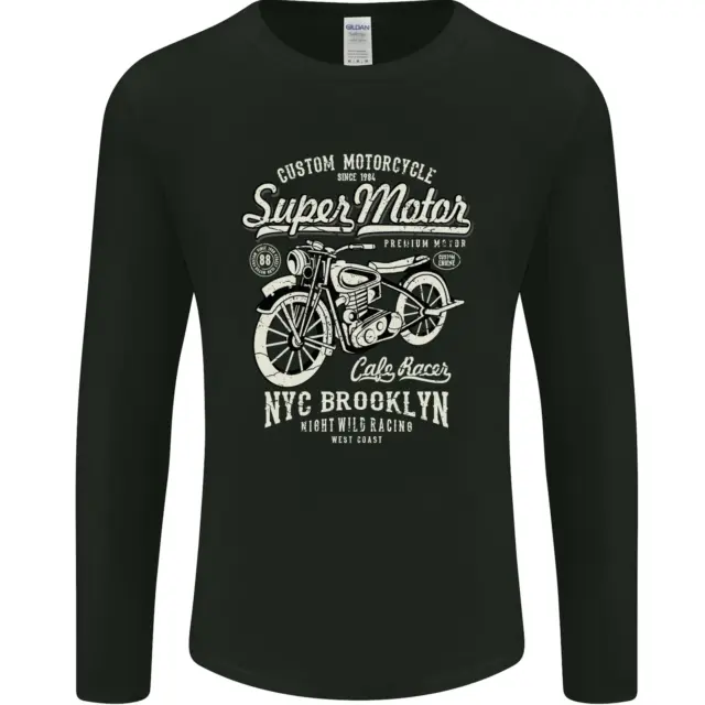 T-shirt a maniche lunghe Super Motor Cafe Racer motociclista da uomo