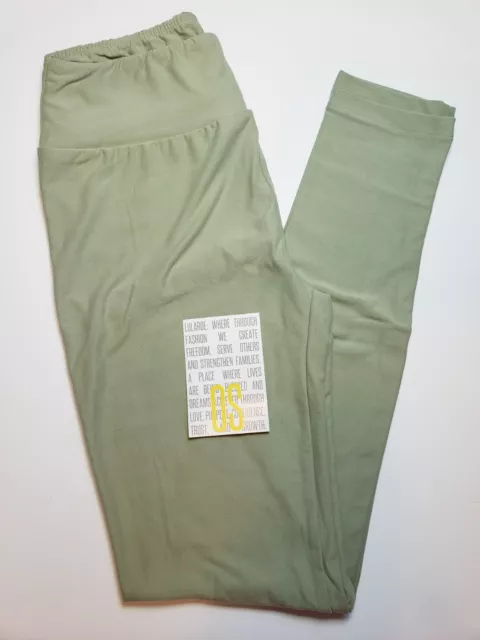 LuLaRoe OS Leggings Laurel Light GREEN Sage Solid Color One Size (Size 2-10) NWT