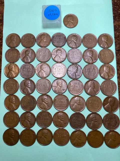 1936-S LINCOLN WHEAT CENT PENNY ROLL, HIGH GRADE, XF/AU, very nice roll