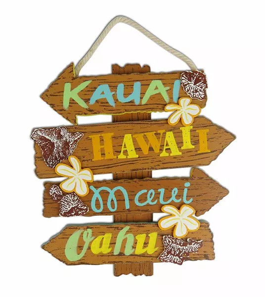 Hawaiian Style Hanging Wall Wood Sign Island Names Signs Hawaii Home Bar Decor N