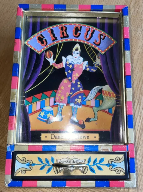 Vintage Retro 80s Automated Music Box Clown Circus Amusement Wind Up Restoration