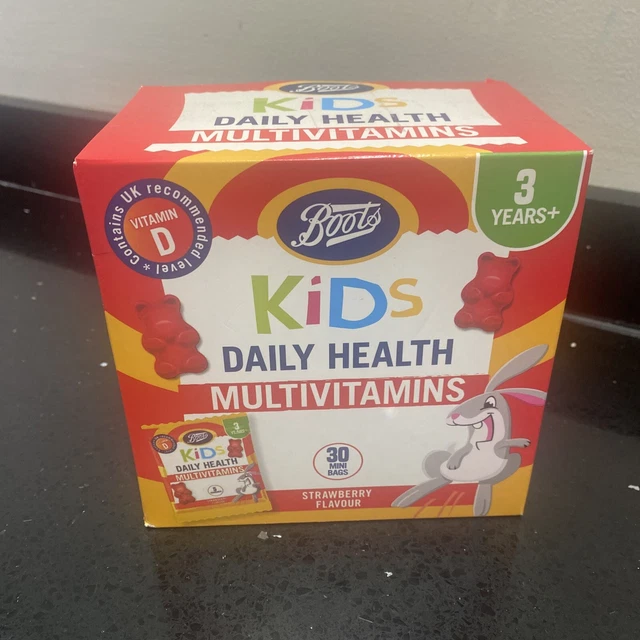 BOOTS KIDS MULTIVITAMIN sachets strawberry 30 pk .Grandkids Didn’t Like