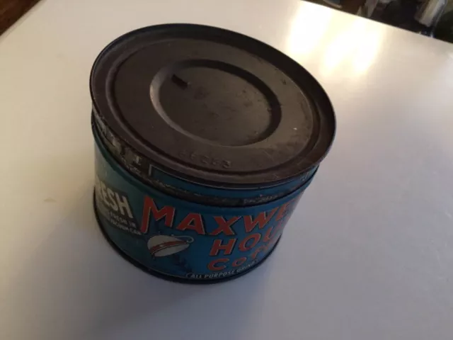 Vintage Maxwell House Coffee Tin Key Wind 1 Pound Can With Lid No Key