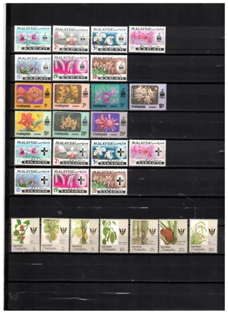 s47488 MALAYSIA SABAH SARAWAK MNH** all complete sets orchids flowers