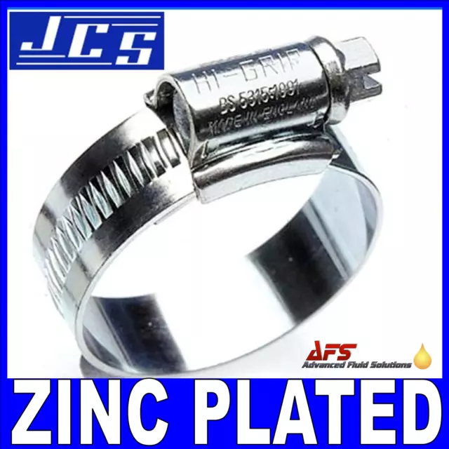 JCS Hi Grip HGZ Mild Steel Worm Drive Zinc Plated Rubber Silicone Hose Pipe Clip