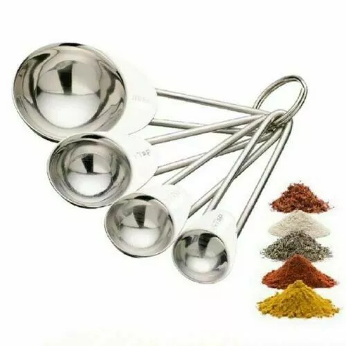 Juego de cuatro cucharas medidoras de acero inoxidable para cocinar cucharadita cucharadita