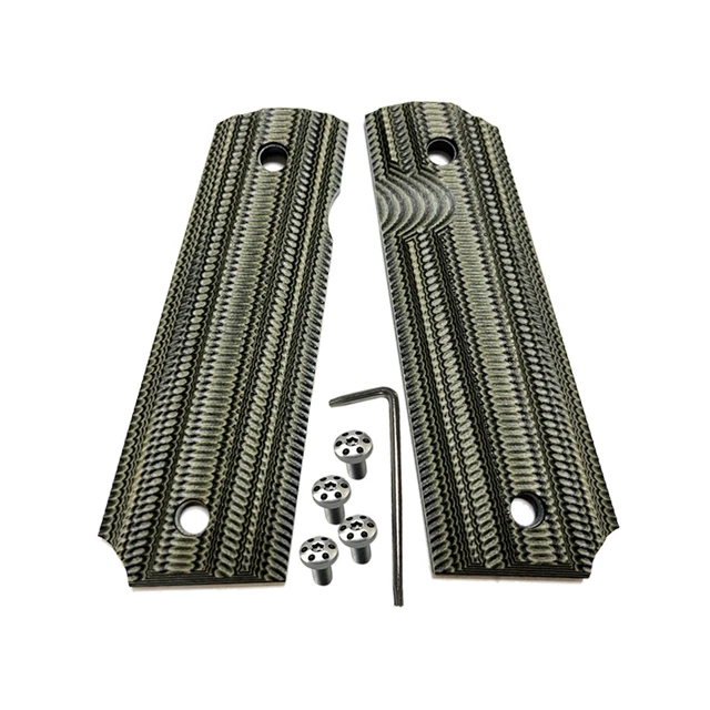 thumbnail image 2 of SHARD G10 Grips Full Size 1911 Red/Black Spiral Dotted With Screws 2 of 3