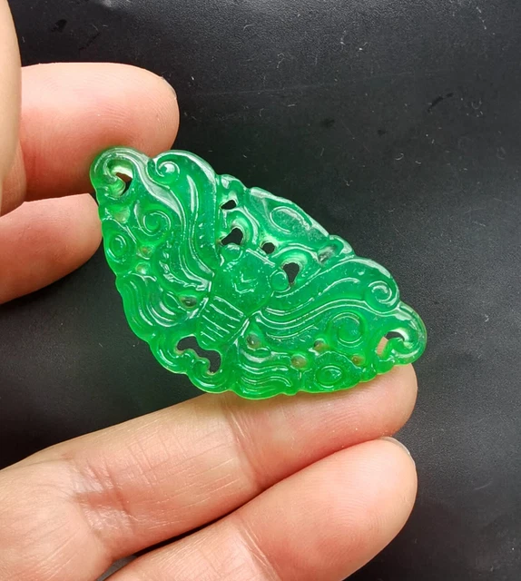butterfly  carving green jade stone pendant,earring bead,necklace bead,jade link