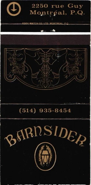 Montreal Quebec Canada Barnsider Vintage Matchbook Cover
