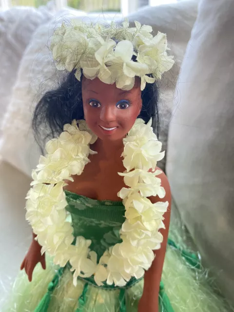 Vintage Hawaiian Hawaii Hula girl grass skirt lei - musical music