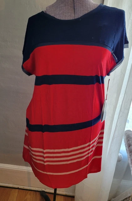 Jason Wu for Target Navy Blue Red White Striped Jersey Dress Womens Size L Large