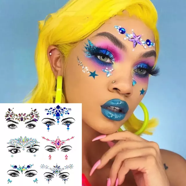 ☆Face Gems Adhesive Glitter Jewel Tattoo Sticker Festival Rave Party Body  Makeup