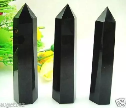 1pcs 90-120MM Natural obsidian Quartz Crystal single Terminated Wand Healing 2